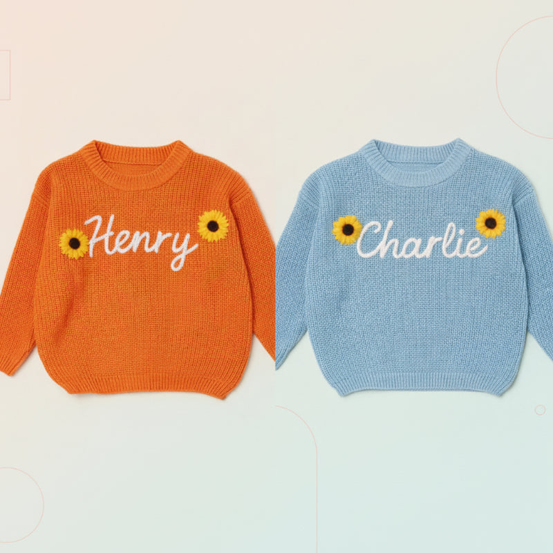 TinyStitch – Henkilökohtainen neulottu nimipaita lapsille