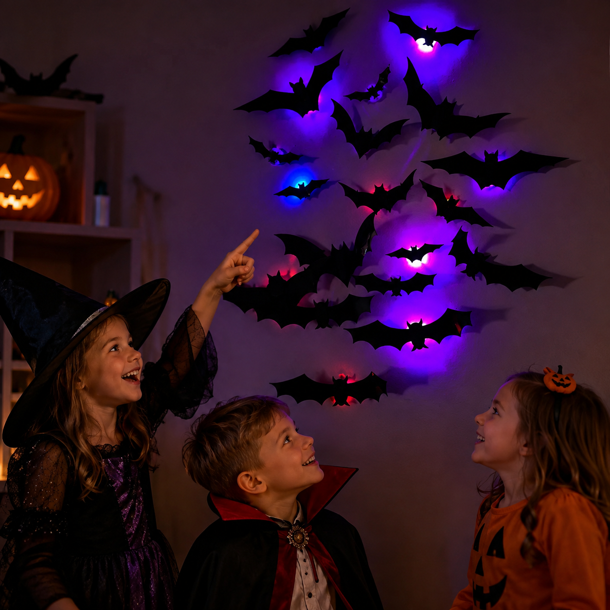 SpookyGlow – Kammottava ja tunnelmallinen – Halloween-lepakko-LED-seinäkoriste
