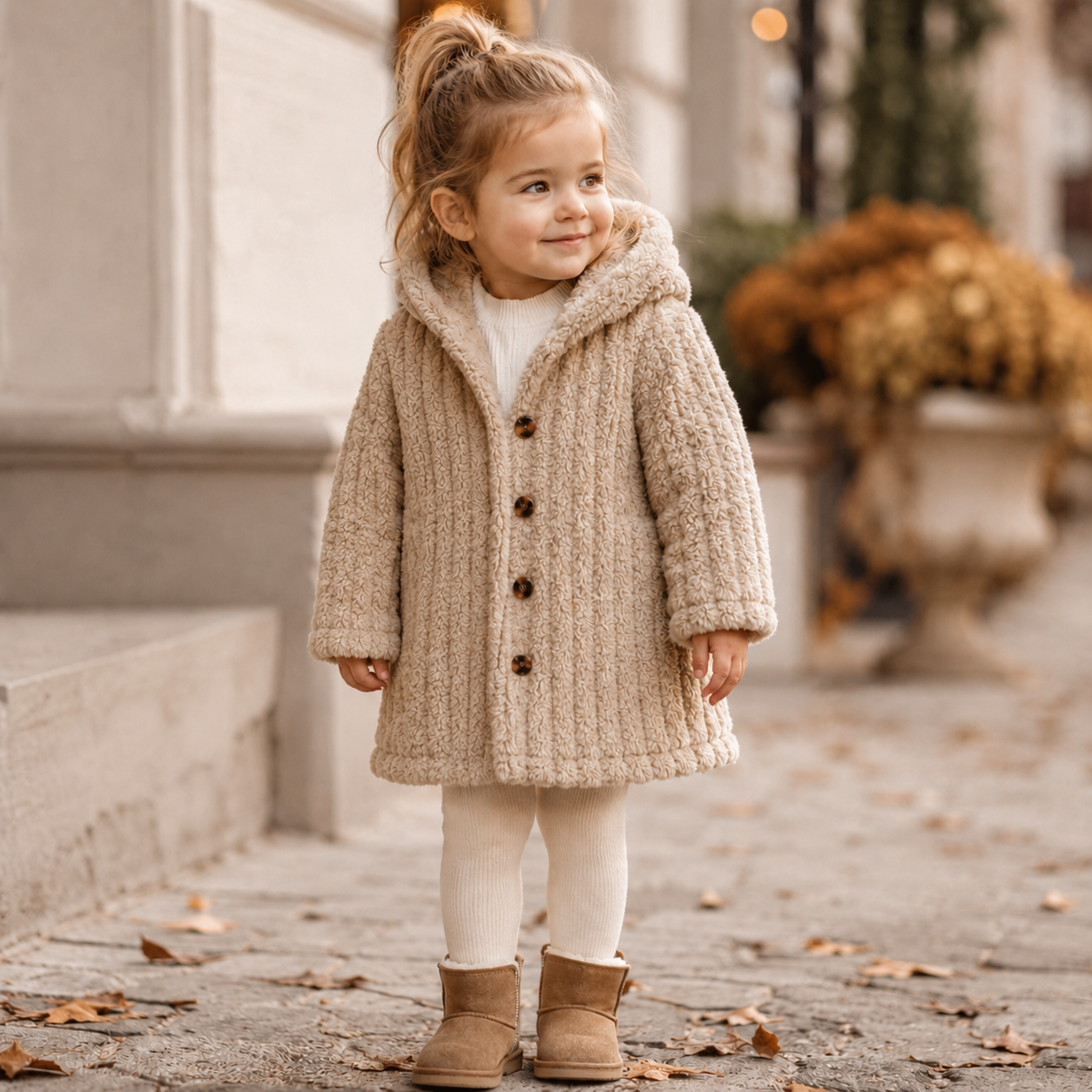 Mini Fashion™ - Pehmeä pörrökangas - Lasten talvitakki