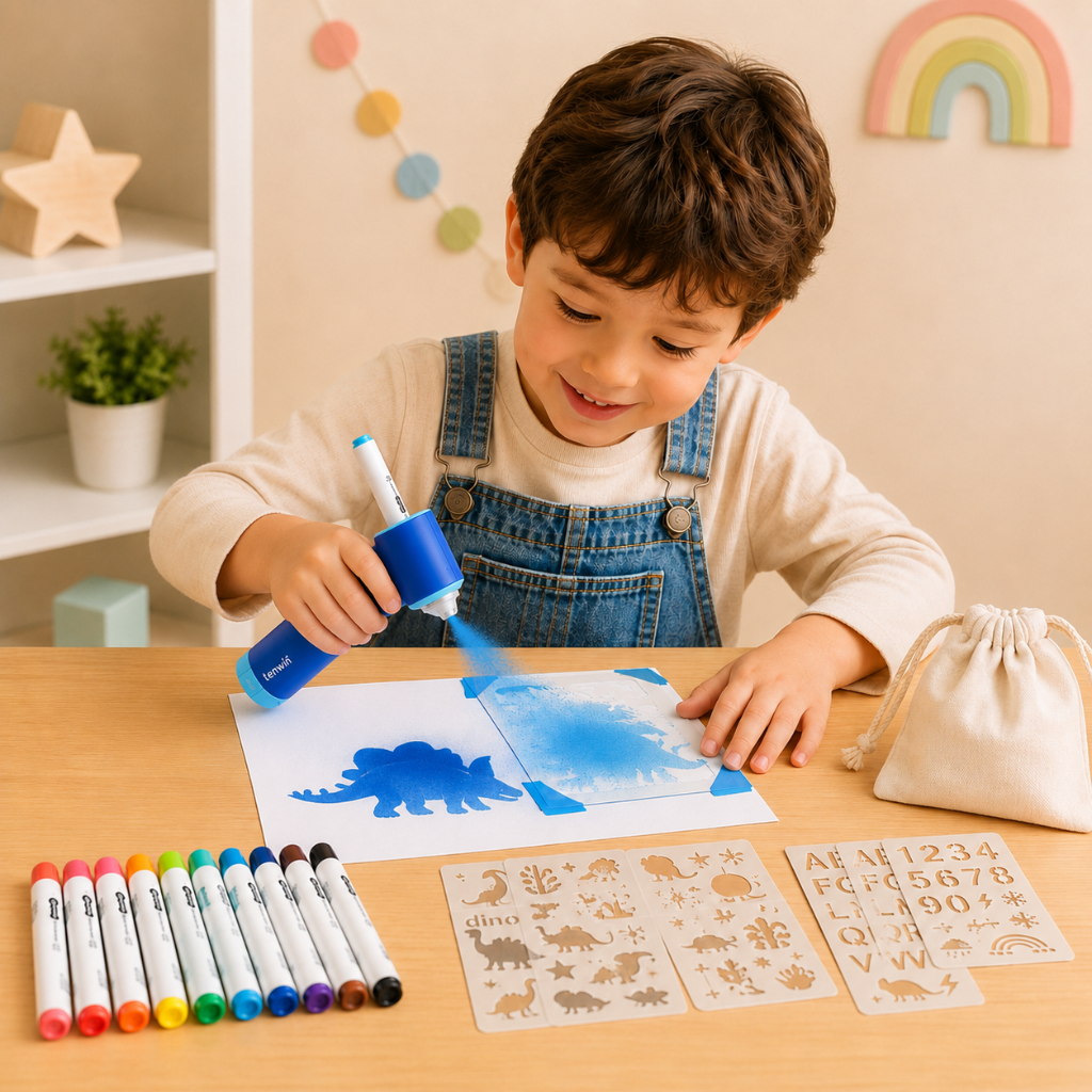 PaintBuddy – Luova & opettavainen – Kannettava airbrush-piirustussetti