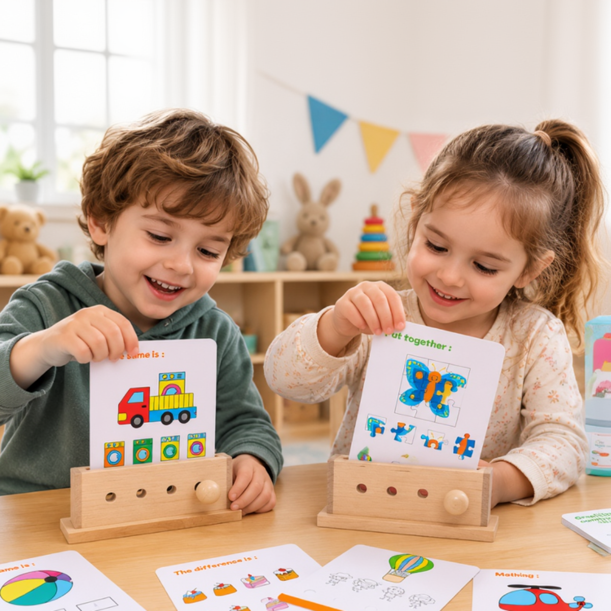 BrainyKids – Looginen & Hauska – Puinen opettavainen korttipeli
