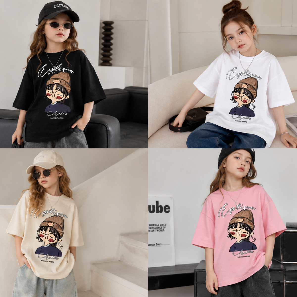 CuteStyle – Trendikäs ja mukava – T-paita, jossa on ylikokoinen sarjakuvapainatus