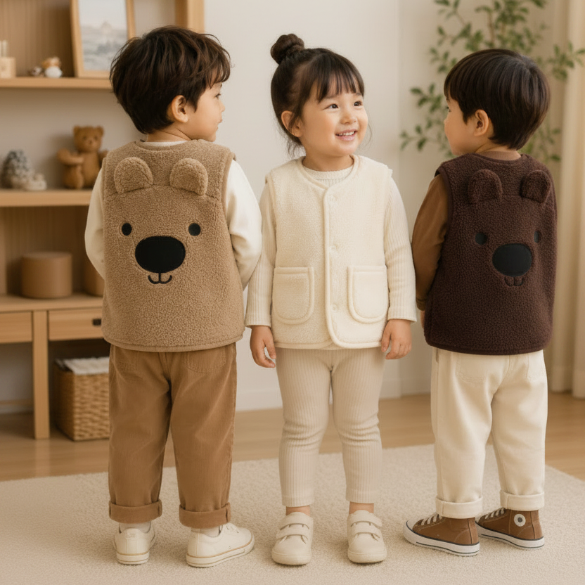 Baby Bear Fleece Vest – Lämmin ja pehmeä – Lasten karhuliivi