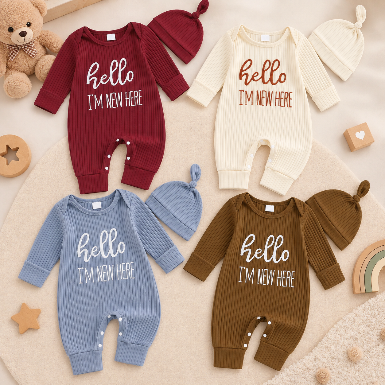 CuddleBaby – Hei, olen uusi täällä – Vauvan haalari ja pipo -setti
