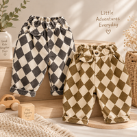Thumbnail for RetroBloom – Mukavat ja leikkisät – lasten housut, joissa on argyle-kuvio