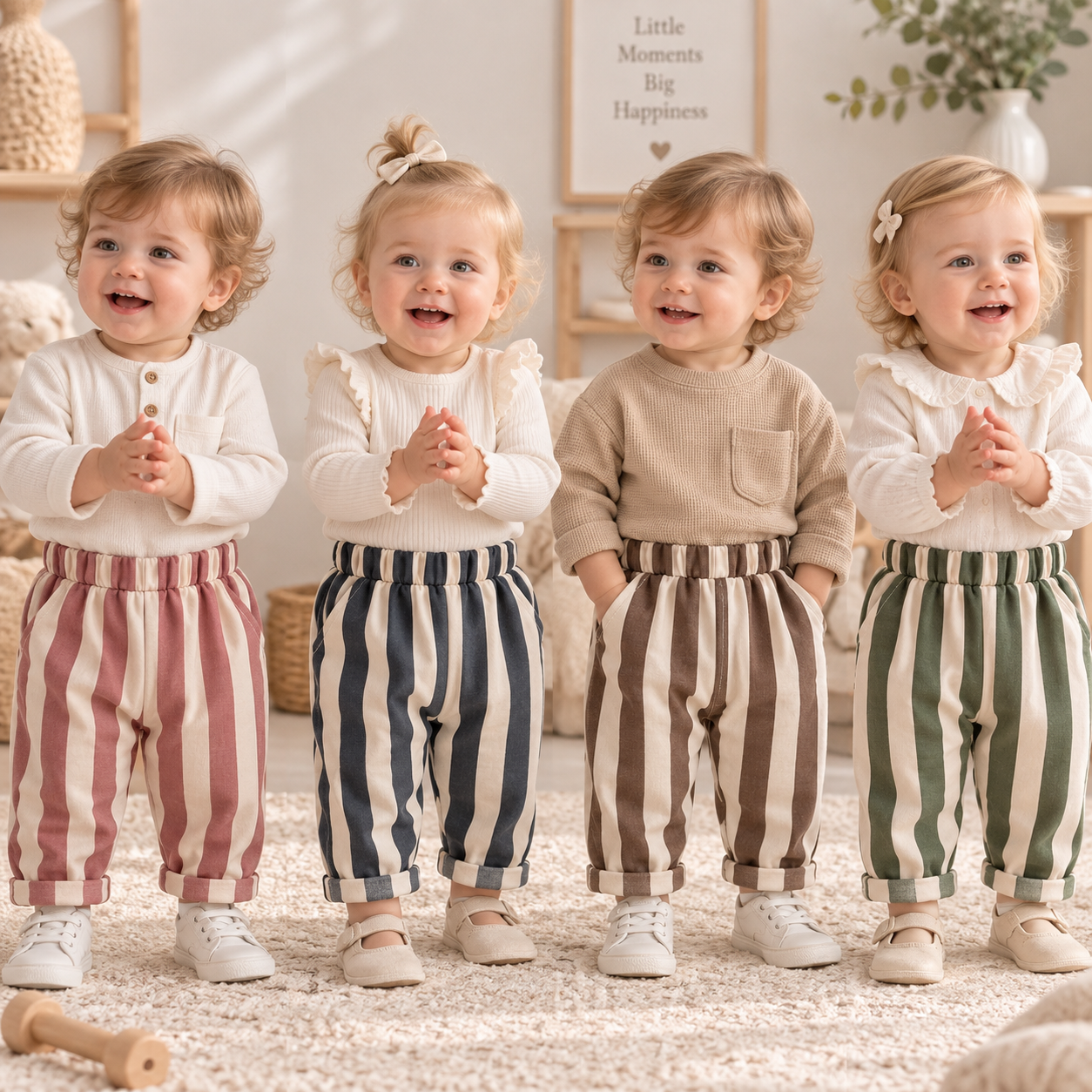SoftStripe – Pehmeät ja mukavat – Vauvan housut, joissa on raidallinen kuvio