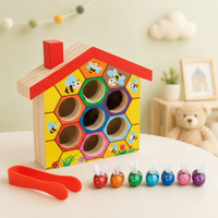 Thumbnail for HoneyHive – Montessori &  Opettavainen – Puinen mehiläisten lajittelupeli