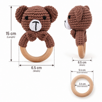 Thumbnail for CuddleRattle – Pehmeä ja leikkisä – virkattu vauvan helistin, jossa on puinen rengas