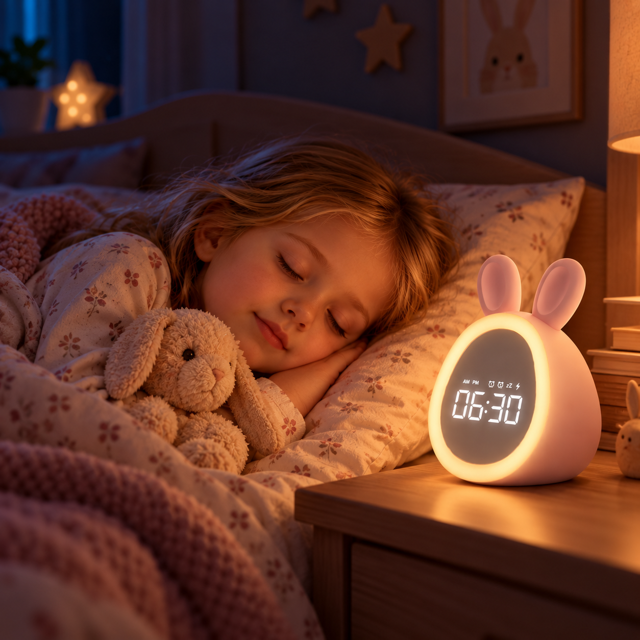 BunnyGlow – Söpö ja käytännöllinen – digitaalinen lasten herätyskello, jossa on yövalo