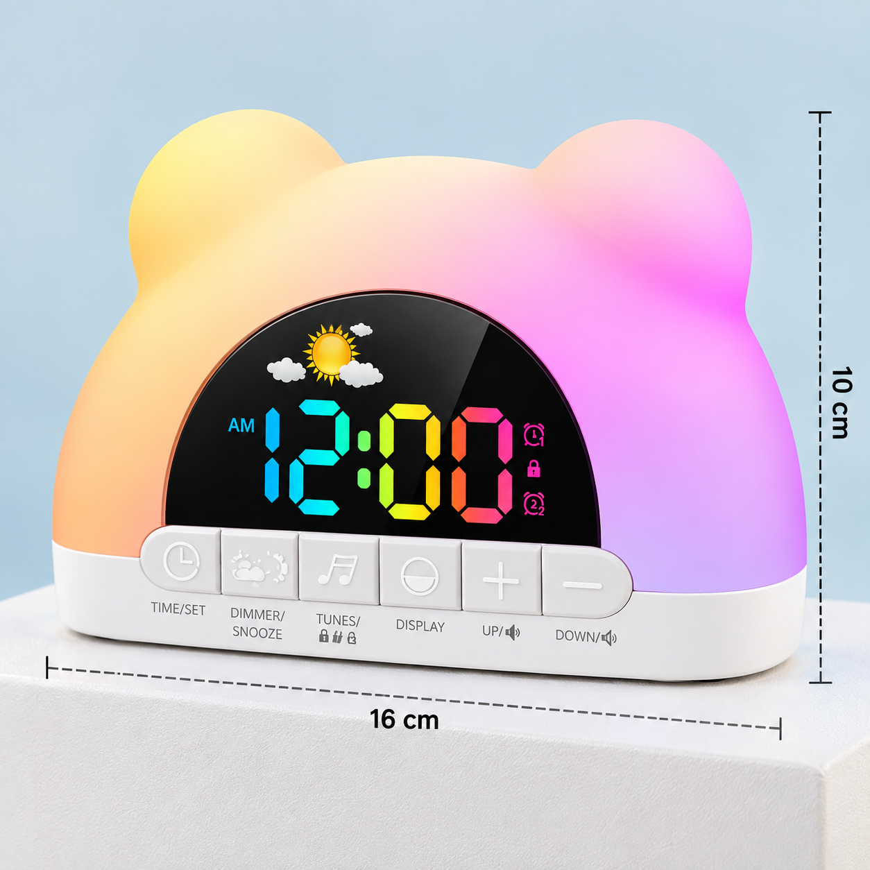 TinySunrise – Pehmeä ja käytännöllinen – digitaalinen herätyskello auringonnousun valolla