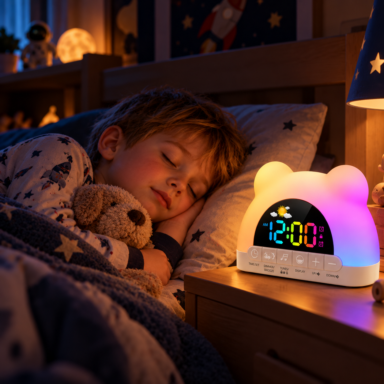 TinySunrise – Pehmeä ja käytännöllinen – digitaalinen herätyskello auringonnousun valolla