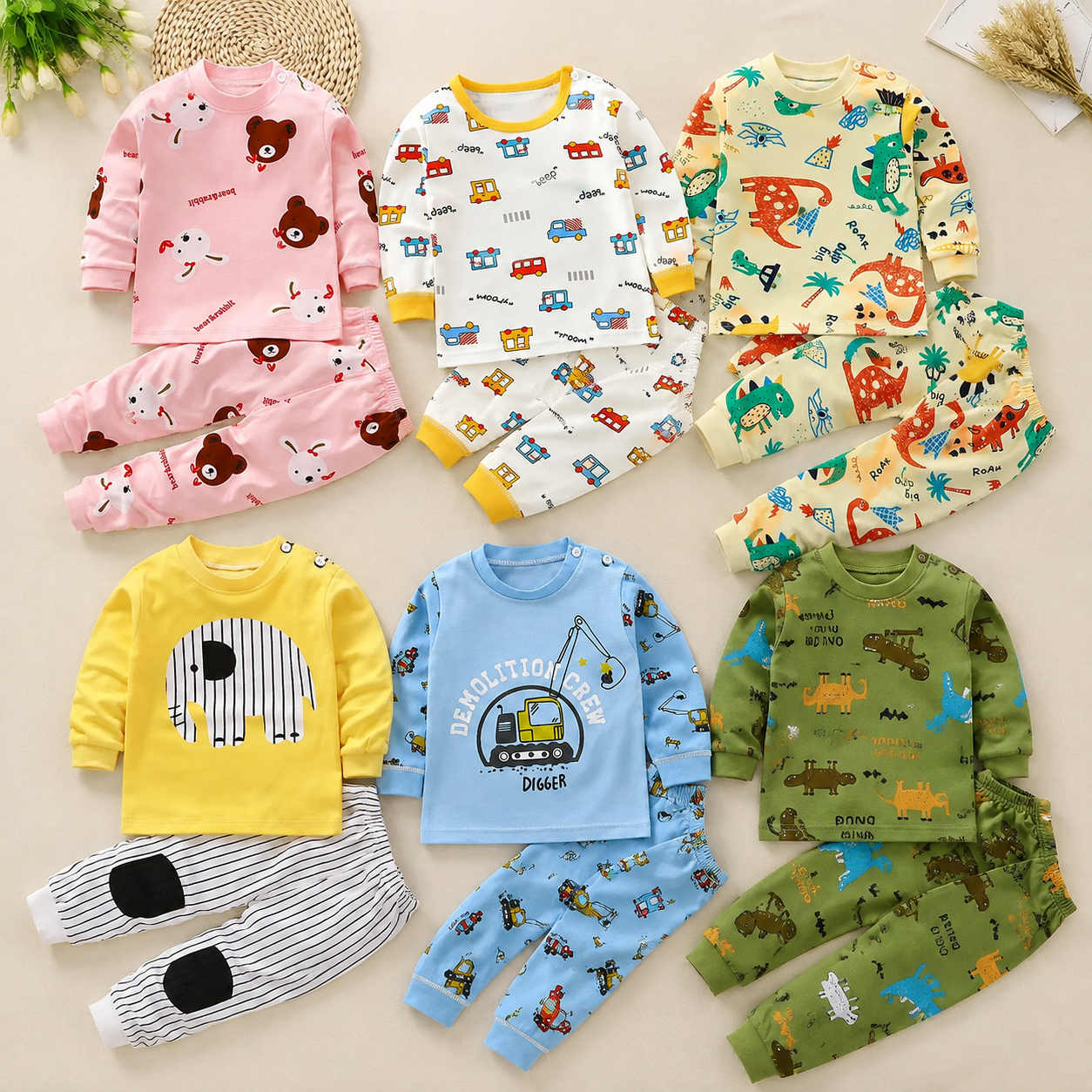 SleepBuddy – Pehmeä ja mukava – lasten pitkähihainen pyjamasetti