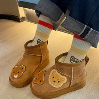 Thumbnail for Mini Fashion - Mokkanahkainen ruskea nilkkasaapas karhujen kanssa