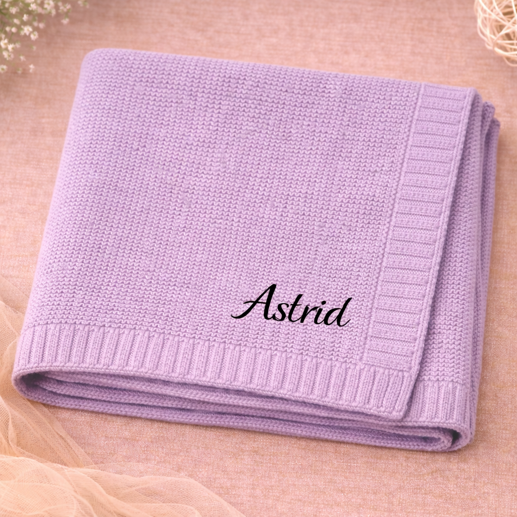 Personalized Baby Blanket – Pehmeä ja ainutlaatuinen – henkilökohtaisesti brodeerattu puuvillapeitto
