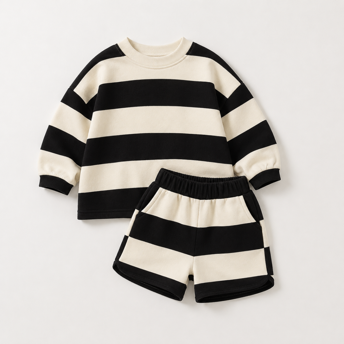LittleStyle – Pehmeä ja mukava – raidallinen puuvillainen Comfy-setti