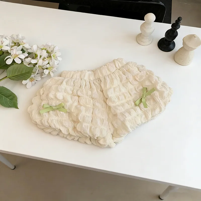 LovelyBloom – Pehmeät ja suloiset – Lasten housut, joissa on röyhelöitä ja rusetti