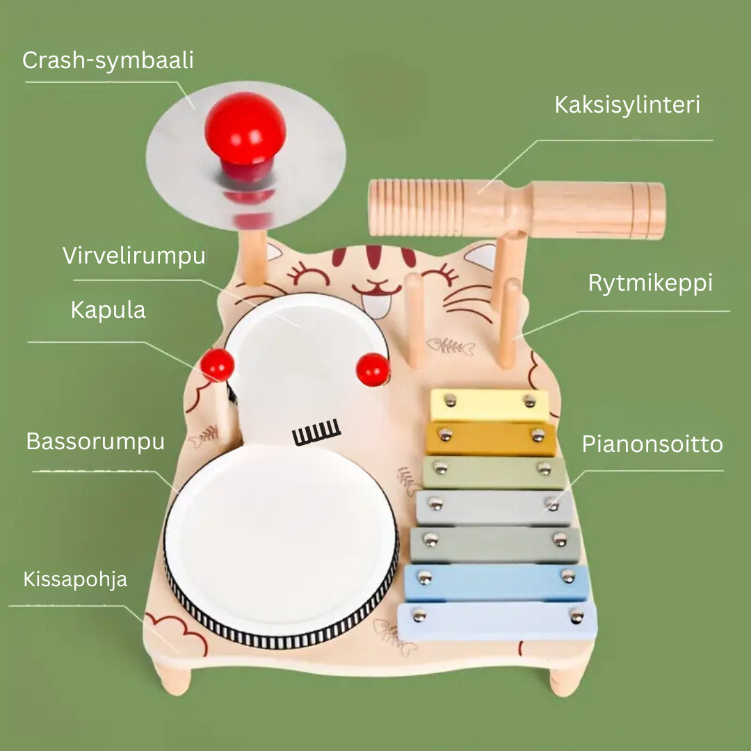 Woods – Musiikillinen ja opettavainen – puinen rumpusetti pikkulapsille