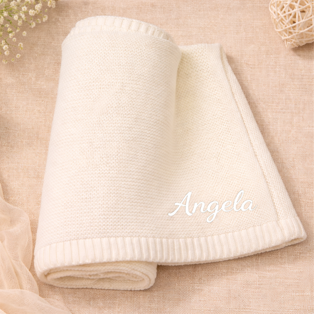 Personalized Baby Blanket – Pehmeä ja ainutlaatuinen – henkilökohtaisesti brodeerattu puuvillapeitto