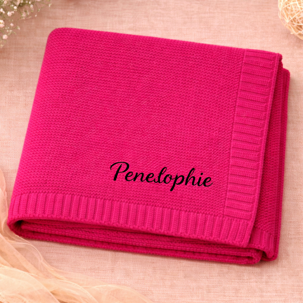 Personalized Baby Blanket – Pehmeä ja ainutlaatuinen – henkilökohtaisesti brodeerattu puuvillapeitto