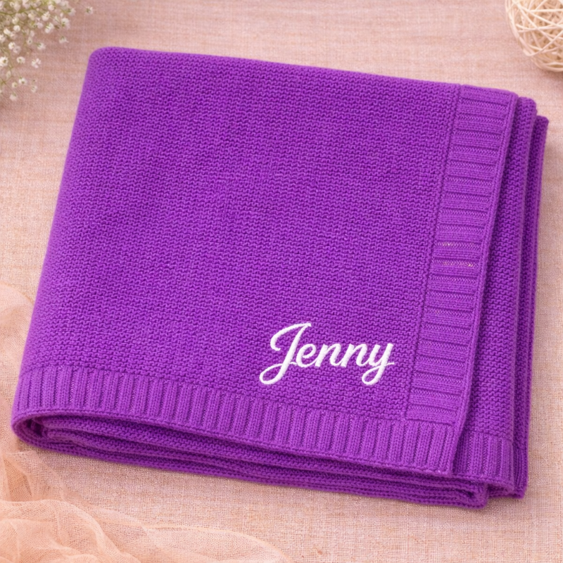 Personalized Baby Blanket – Pehmeä ja ainutlaatuinen – henkilökohtaisesti brodeerattu puuvillapeitto