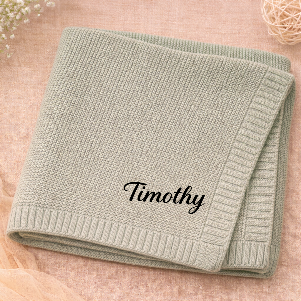Personalized Baby Blanket – Pehmeä ja ainutlaatuinen – henkilökohtaisesti brodeerattu puuvillapeitto