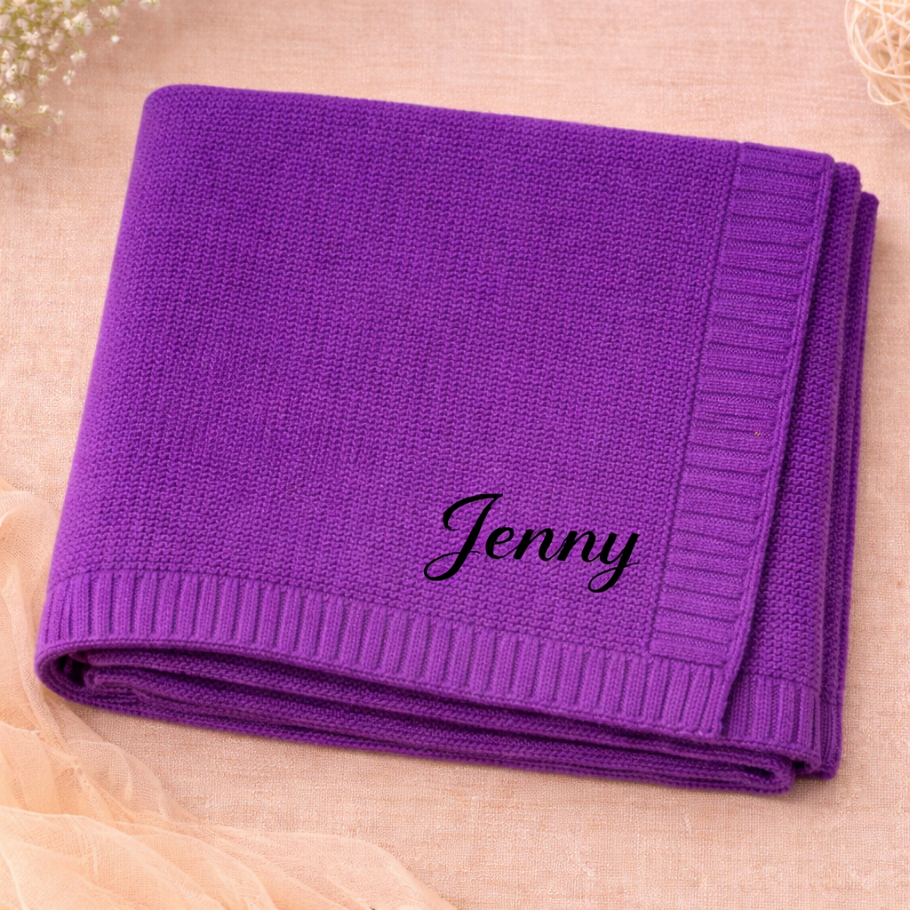 Personalized Baby Blanket – Pehmeä ja ainutlaatuinen – henkilökohtaisesti brodeerattu puuvillapeitto