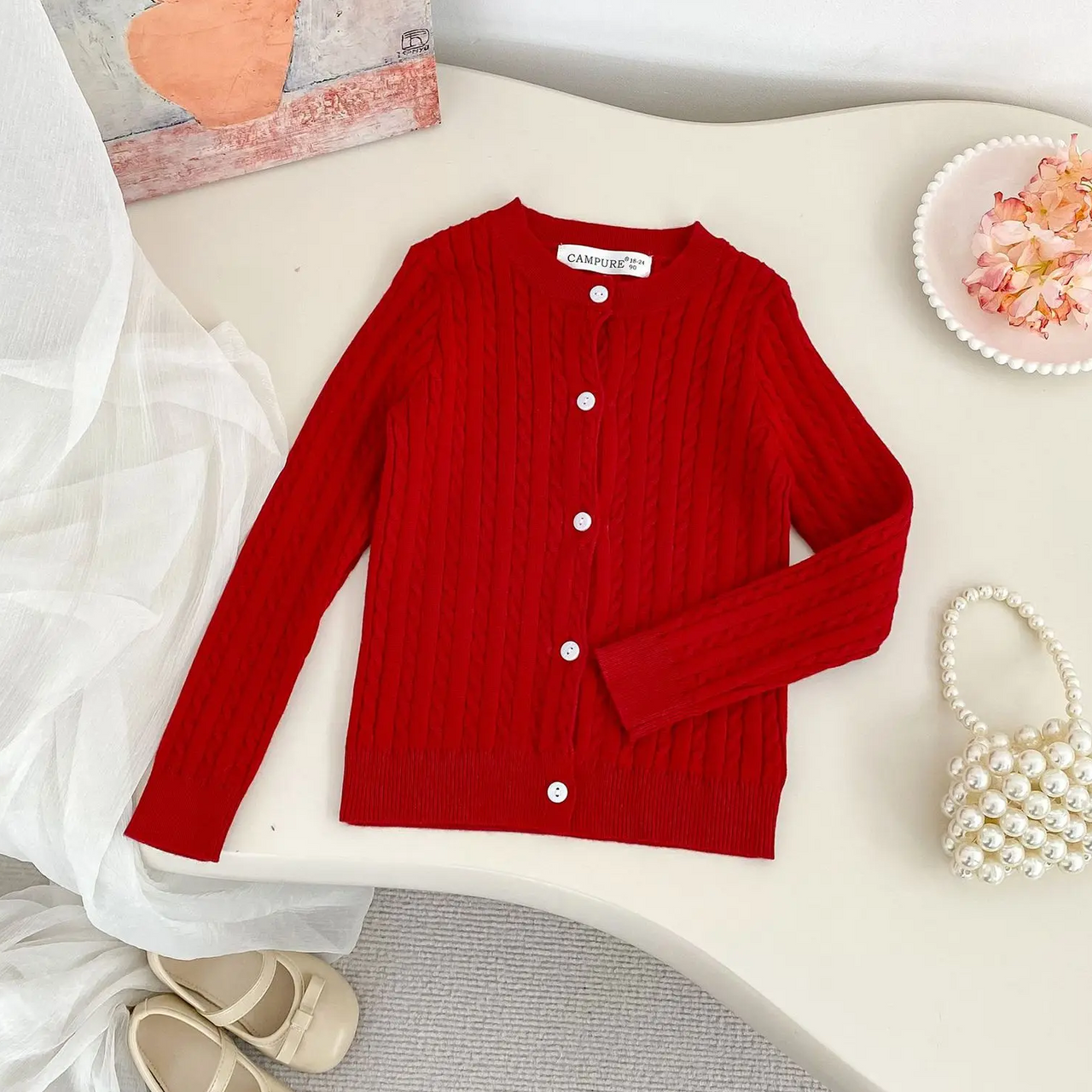 CozyBelle – Elegantti ja lämmin – neulottu neuletakki, jossa on napit