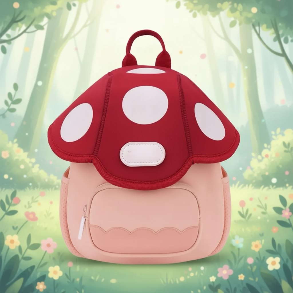 MushroomPack – Söpö ja käytännöllinen – lasten reppu, muotoilu