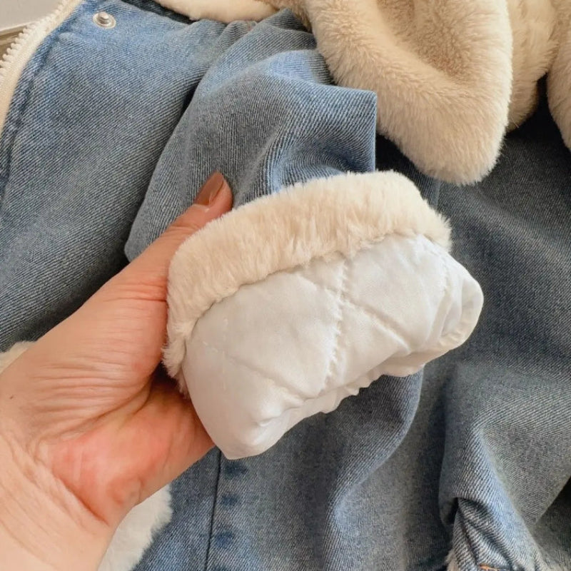 Girls Bunny Denim Coat – Warm & Comfort – Lasten takki