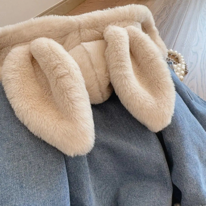 Girls Bunny Denim Coat – Warm & Comfort – Lasten takki