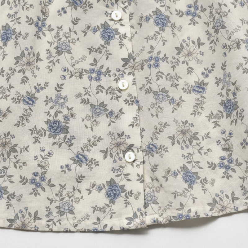 Vine Print Blouse – Kevyt ja suloinen – Lasten pusero, jossa on pöyheät hihat