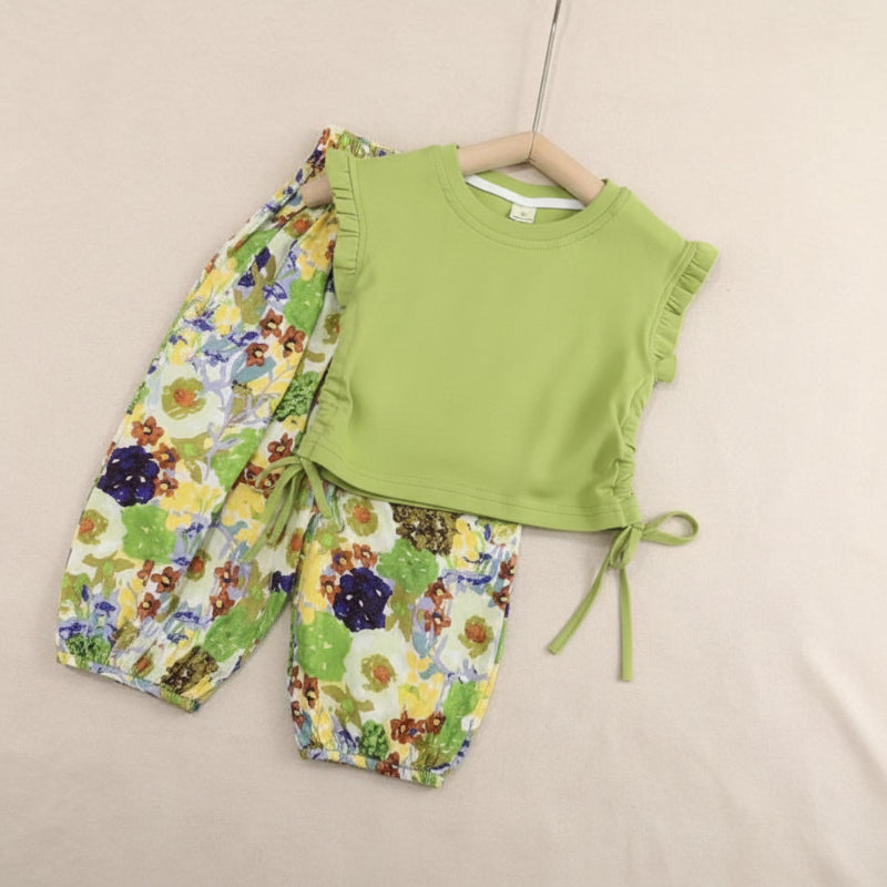 Sleeveless Tops & Pants – Pehmeä ja tyylikäs – Lasten vaatteiden kesäsetti