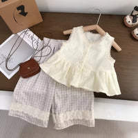 Thumbnail for Sleeveless Tops & Pants – Pehmeä ja tyylikäs – Lasten vaatteiden kesäsetti