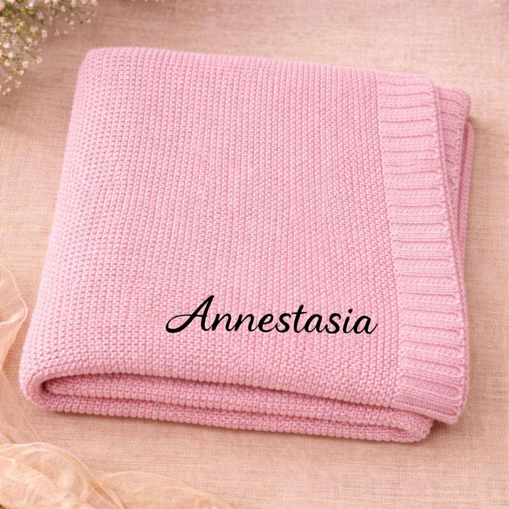 Personalized Baby Blanket – Pehmeä ja ainutlaatuinen – henkilökohtaisesti brodeerattu puuvillapeitto