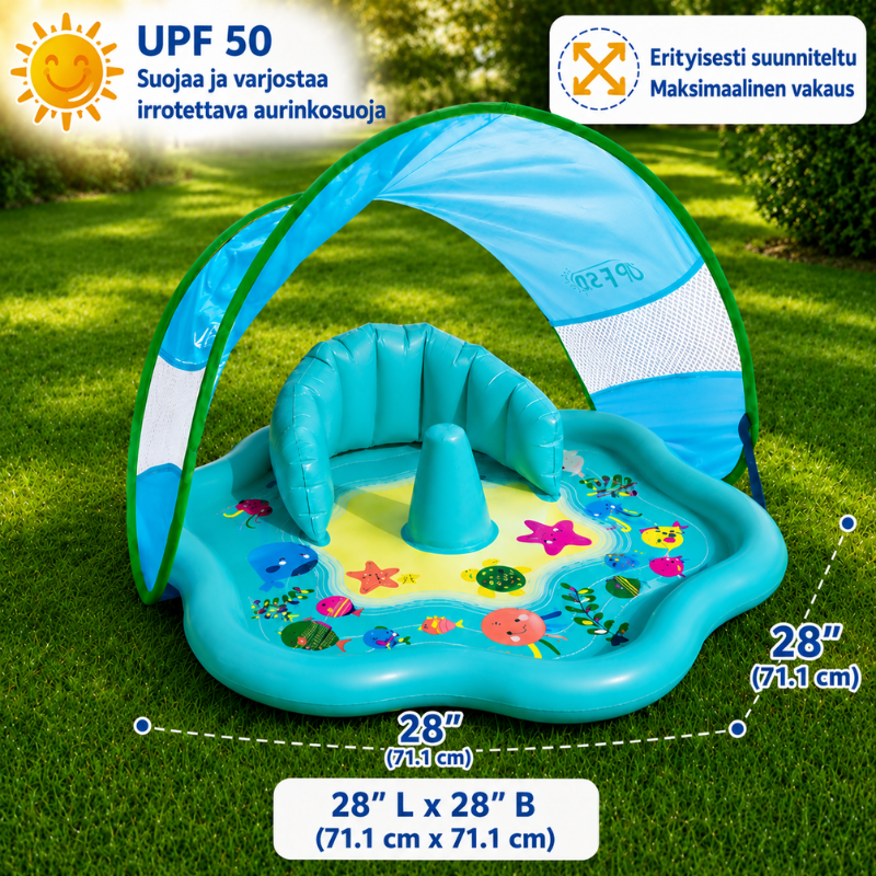 SplashPlay – Turvallinen ja hauska – vauvojen uima-allas aurinkosuojalla