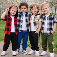 Thumbnail for Boys Checkered Outfit – Trendikäs ja mukava – Ruudullinen lastenvaatesetti