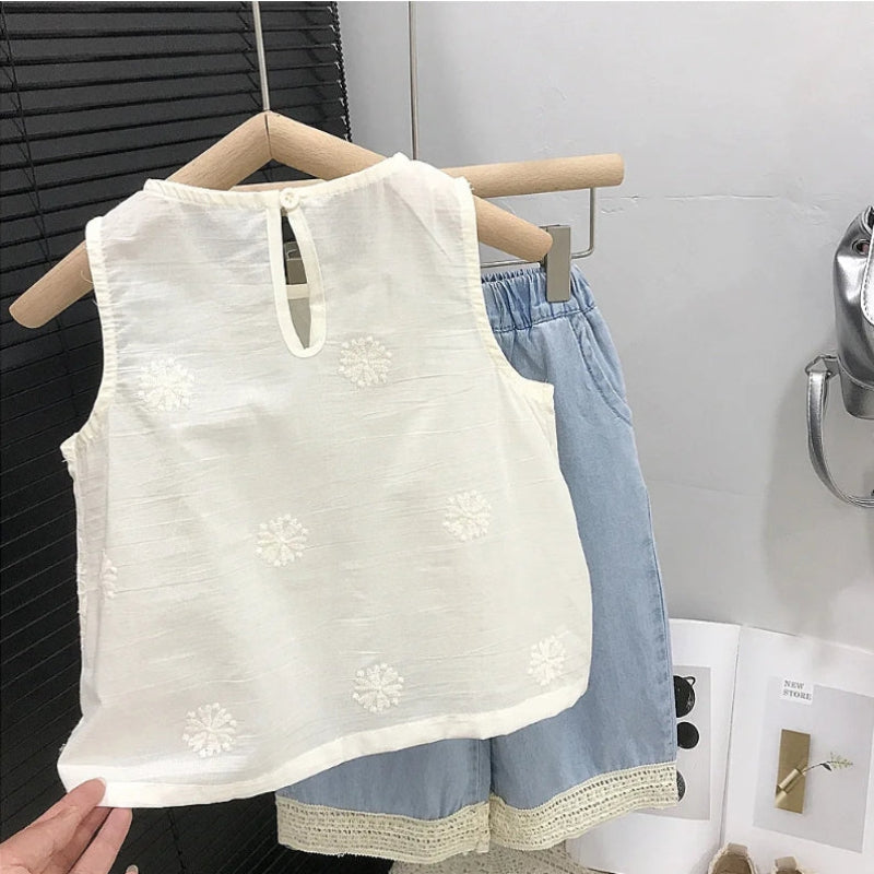 Sleeveless Tops & Pants – Pehmeä ja tyylikäs – Lasten vaatteiden kesäsetti