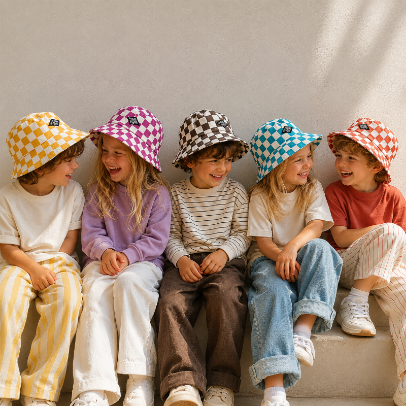 Bucket Hat – Söpö ja suojaava – lasten ruudullinen hattu