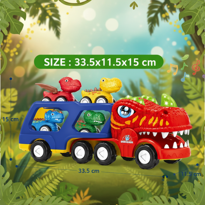 DinoDrive – Luova ja seikkailullinen – 5-in-1-kuorma-autoleikkisetti