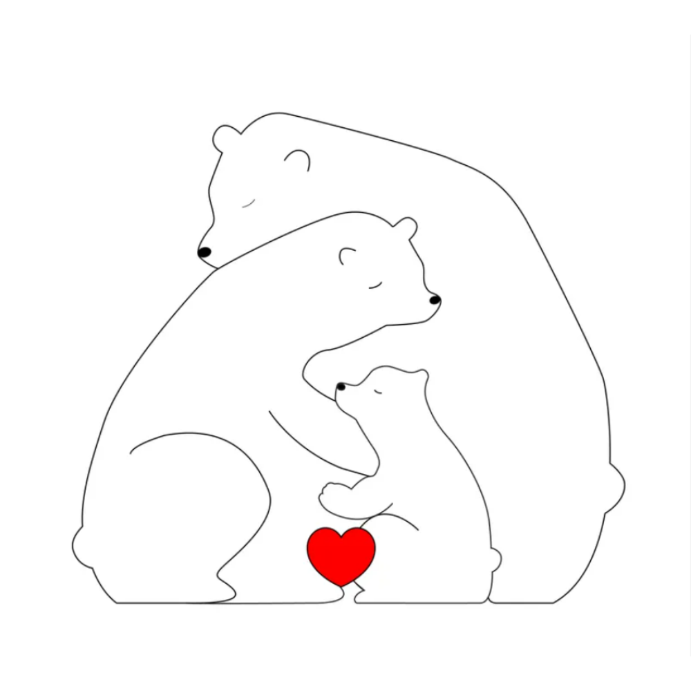 Family Puzzle™ – Henkilökohtainen äitienpäivälahja, jossa on karhuperhe