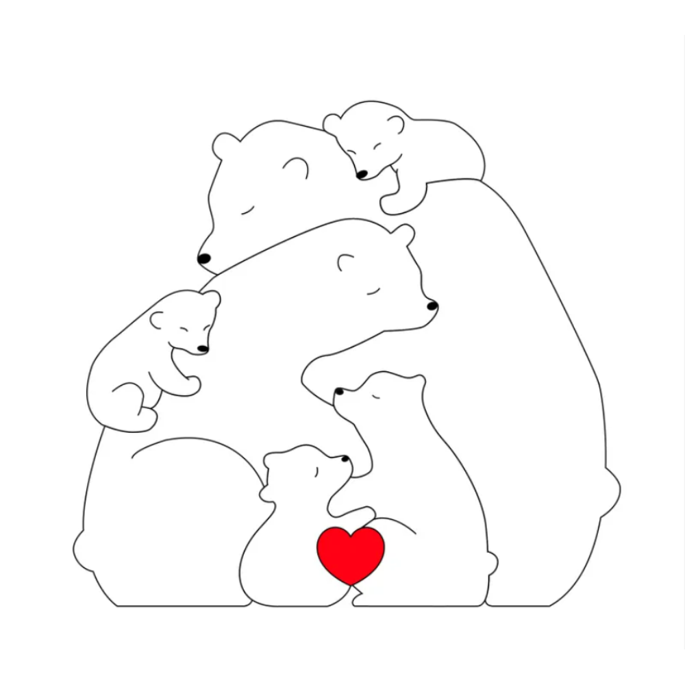 Family Puzzle™ – Henkilökohtainen äitienpäivälahja, jossa on karhuperhe