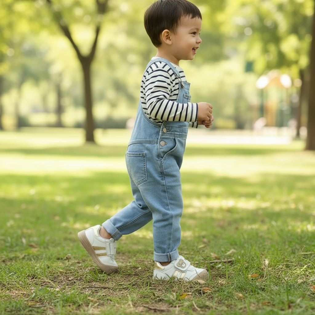 KinderMove – Tukeva ja joustava - tarranauhalliset lenkkarit, joissa on karhukuvio.