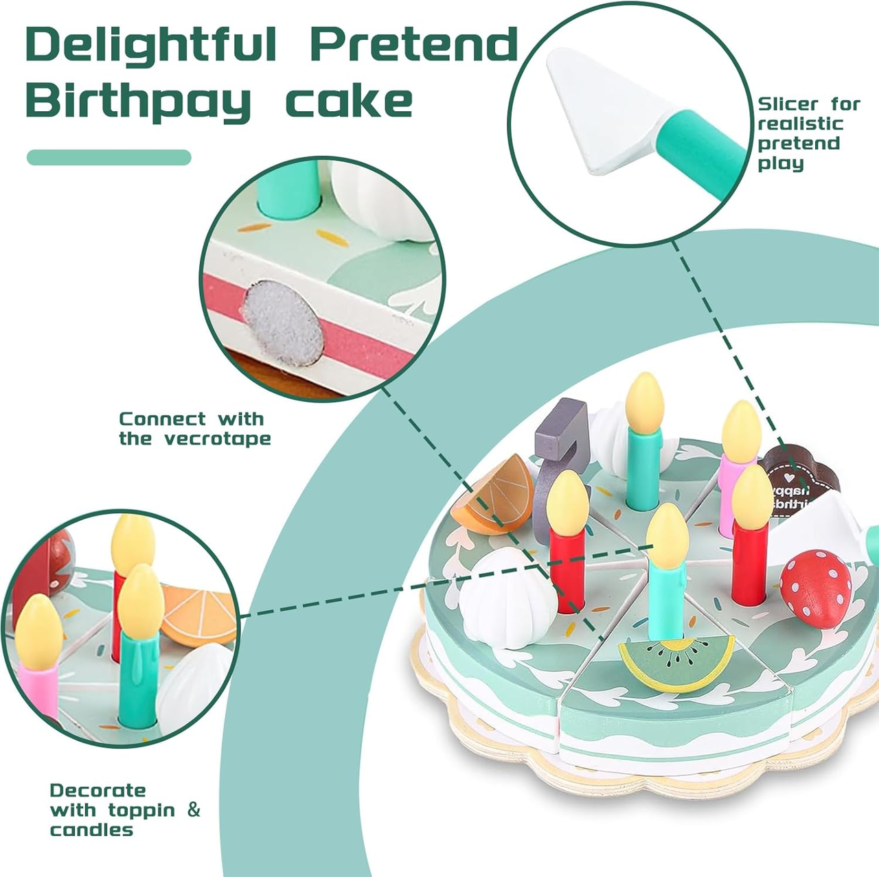 TinyChef – Opettavainen ja hauska – Puinen keittiösetti kakulla ja lisävarusteilla
