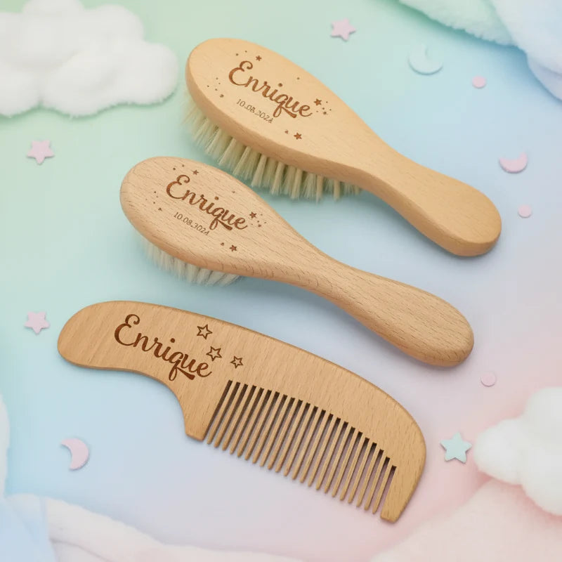 Personalized Hairbrush – Pehmeä ja ainutlaatuinen – yksilöllinen vauvan hiusharjasetti