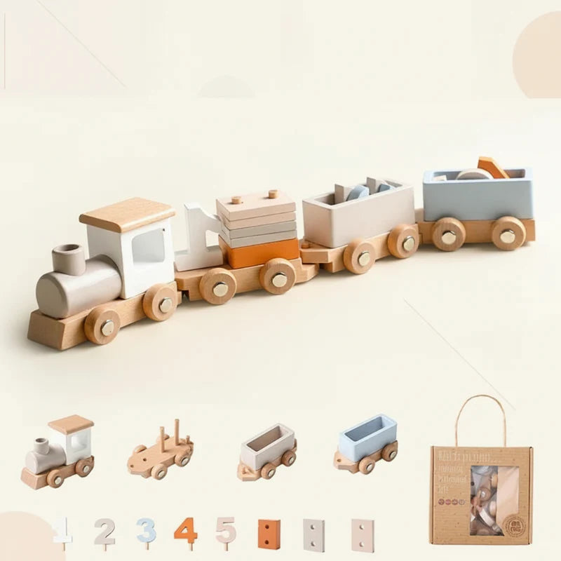 TrainCount –  Klassinen ja opettavainen – puinen Montessori-juna