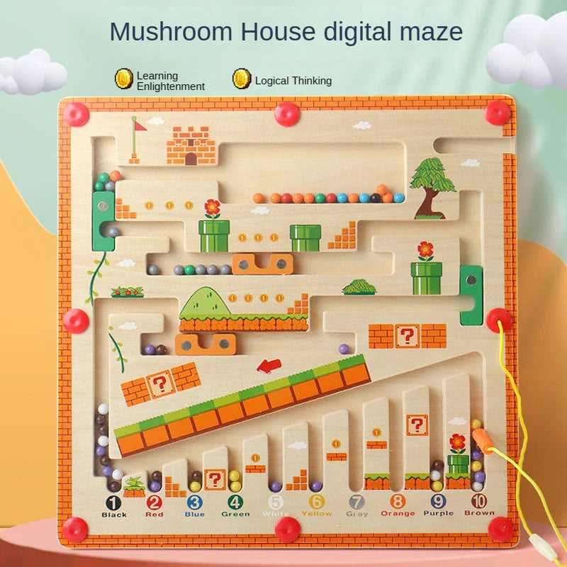 Magnetic Maze™ - Värikästä laskemista - Puinen pelilauta