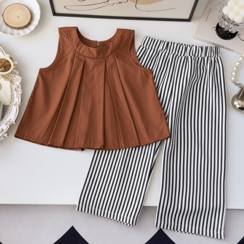 Sleeveless Tops & Pants – Pehmeä ja tyylikäs – Lasten vaatteiden kesäsetti