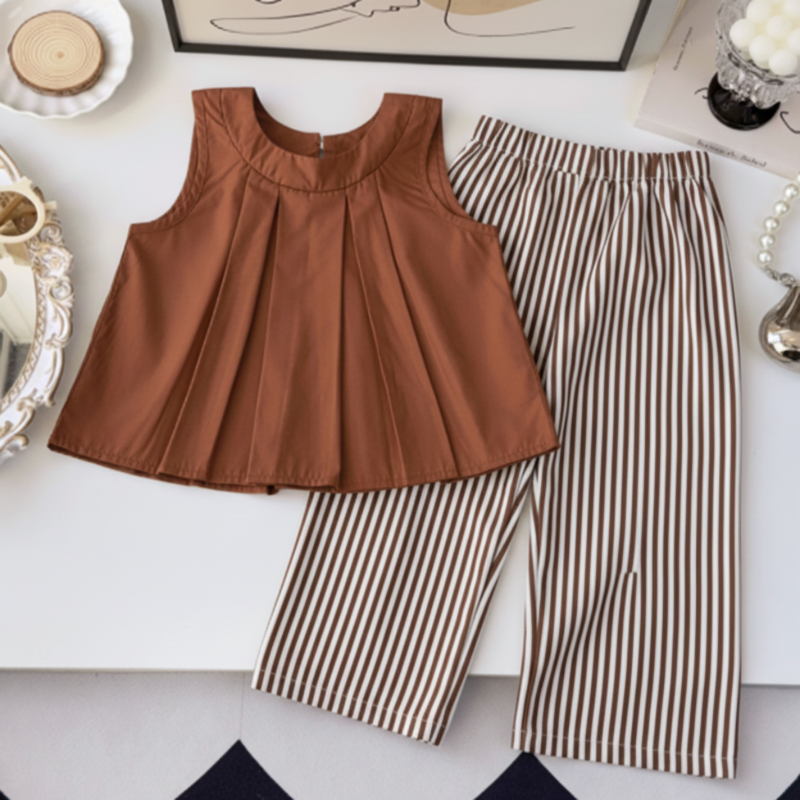 Sleeveless Tops & Pants – Pehmeä ja tyylikäs – Lasten vaatteiden kesäsetti