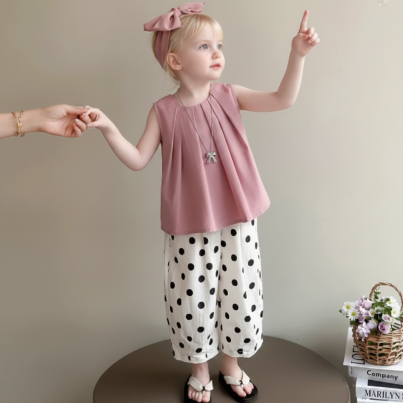 Sleeveless Tops & Pants – Pehmeä ja tyylikäs – Lasten vaatteiden kesäsetti