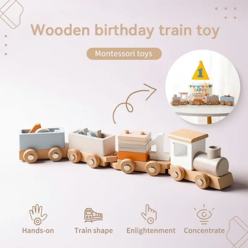 TrainCount –  Klassinen ja opettavainen – puinen Montessori-juna
